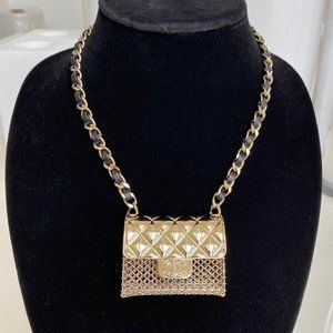Chanel Black and Gold Classic Handbag 2021 Necklace